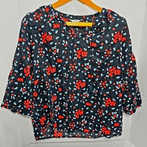 Sonoma Size L 3/4 Sleeve Length 100% Cotton  Floral Blouse